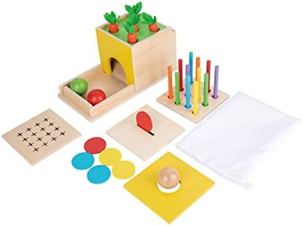 Adena Montessori 5 in 1 Object Permanence Box Toddler Play Kit Toys for 1 Year Old Babies 6-12 Months 2 Year Old