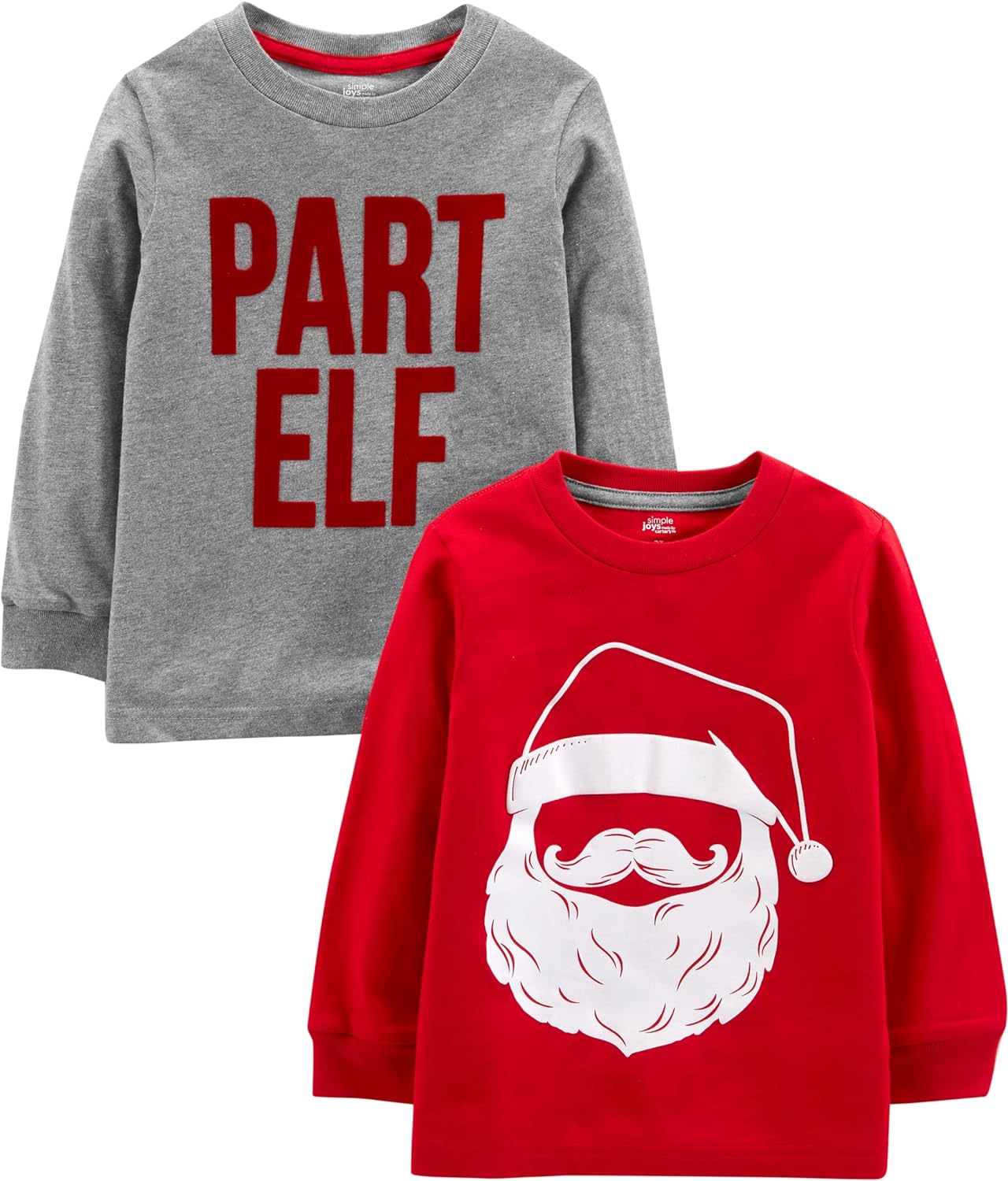 Simple Joys by Carter's Boys and Toddlers' Christmas Long-Sleeve Tees, Pack of 2