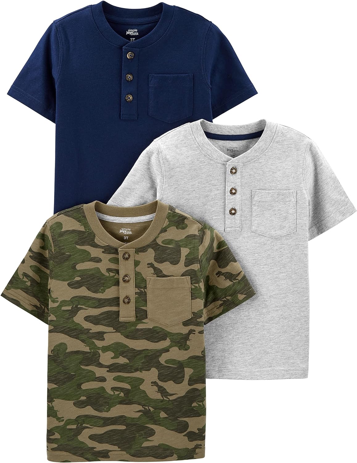 Simple Joys by Carter's Babies, Toddlers, and Boys' Short-Sleeve Shirts, Pack of 3