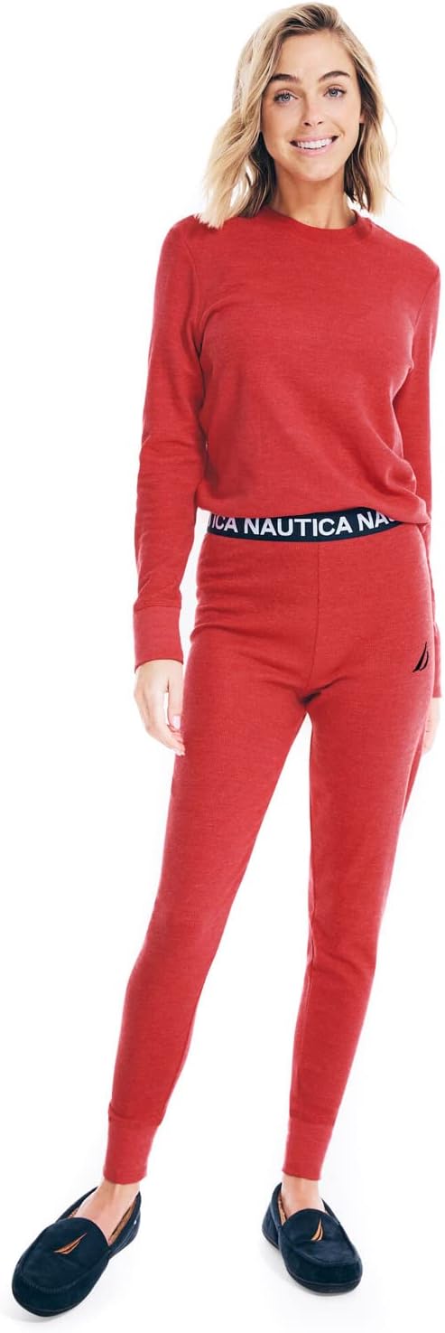Nautica Women's Long Sleeve Long Johns Base Layer Waffle Thermal Underwear Set