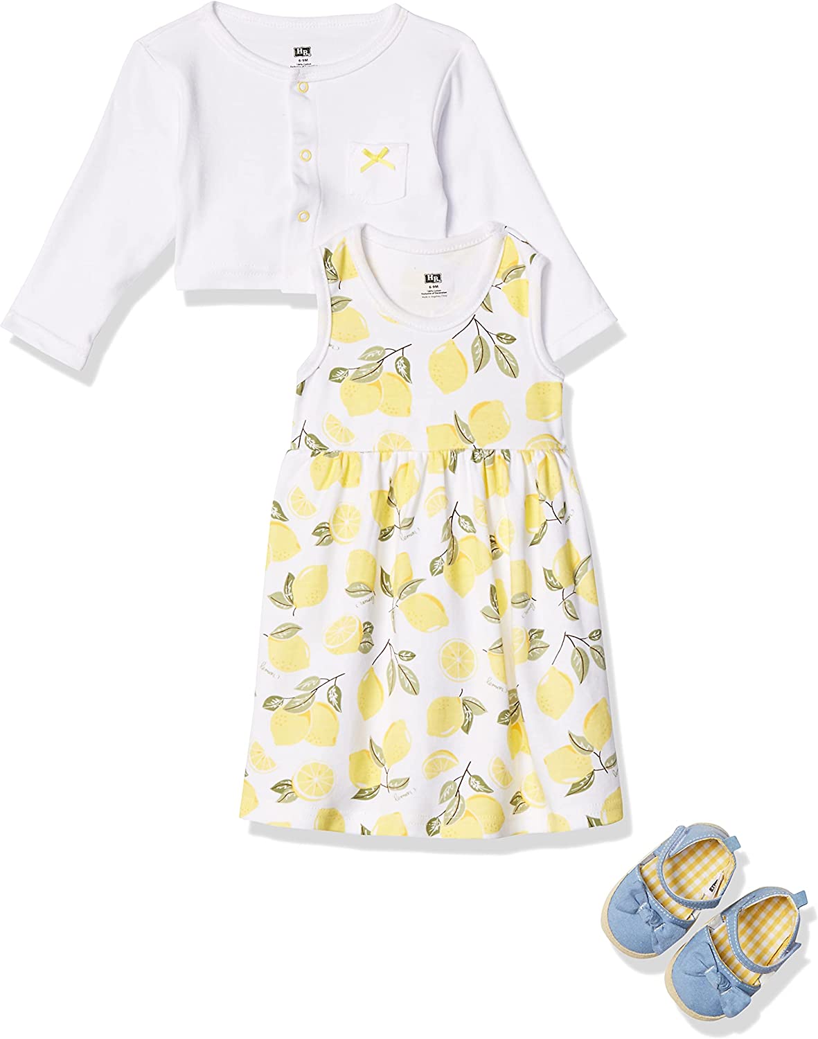 Hudson Baby Baby Girls' Cotton Dress, Cardigan and Shoe Set