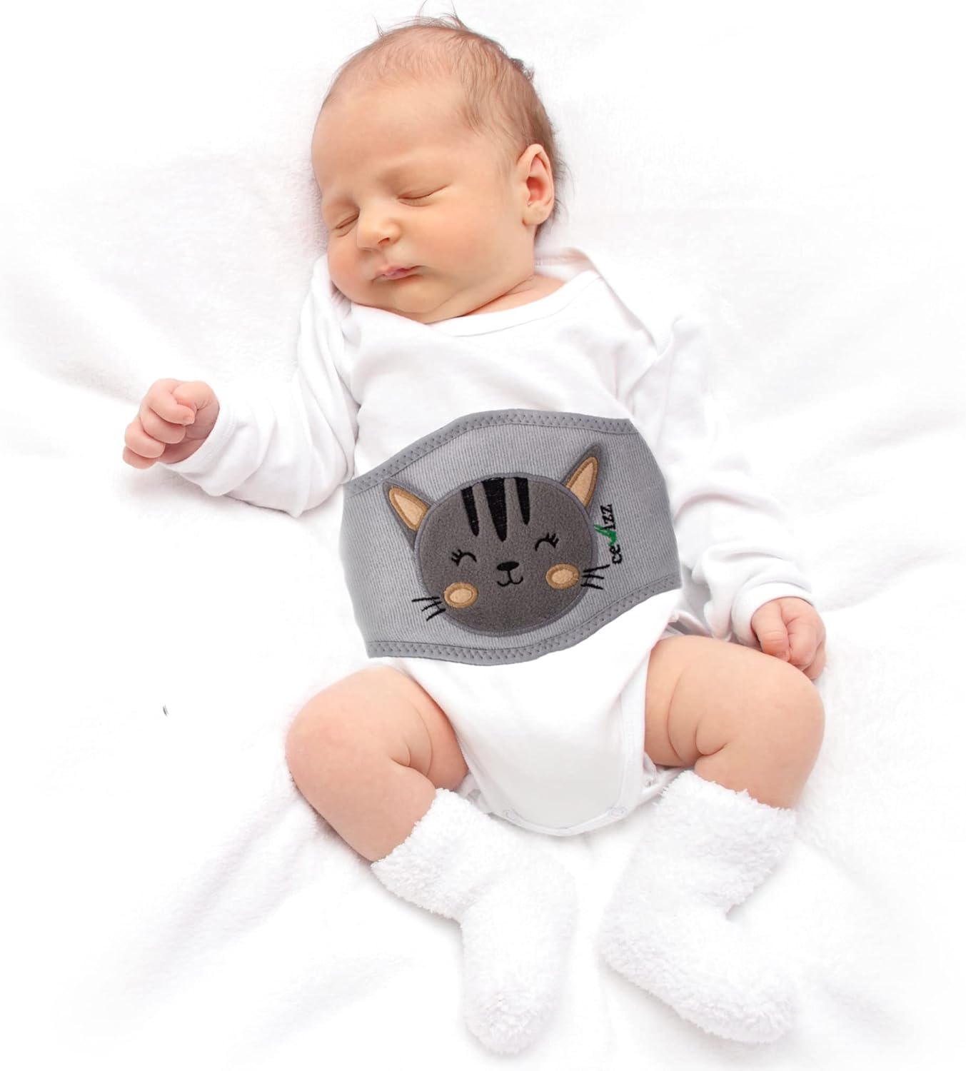 Baby Colic Gas and Upset Stomach Relief for Newborns-100% Cherry Seed-Heated Tummy Wrap-Colic Baby Swaddling Belt for Natural Relief–Soothing and Calming (Grey)