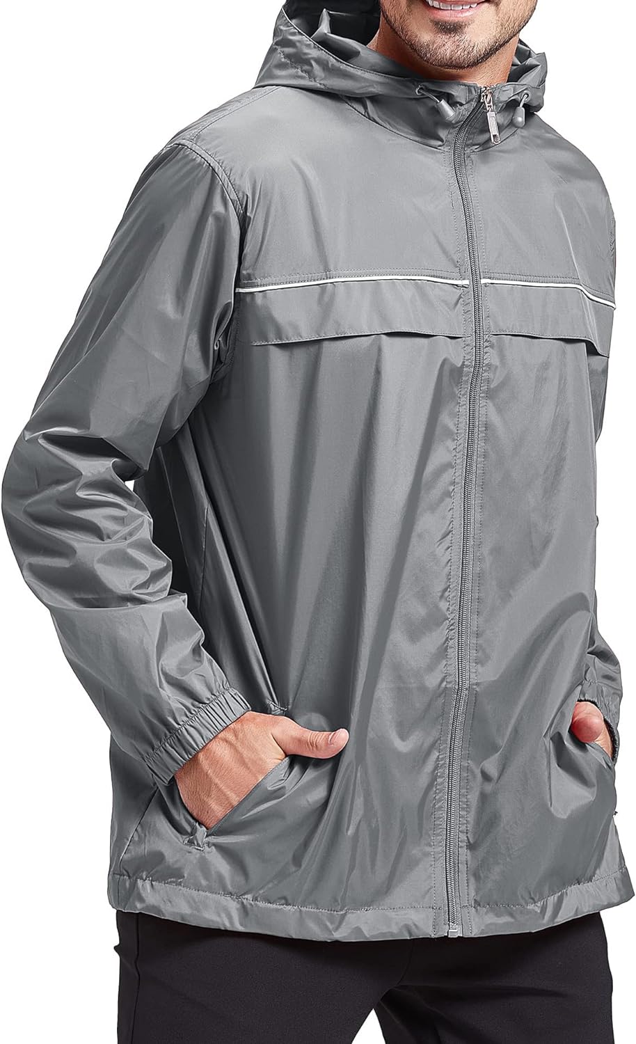 V VALANCH Mens Rain Jacket Waterproof Lightweight Windbreaker with Hood Outdoor Raincoat for Hiking Running Travel