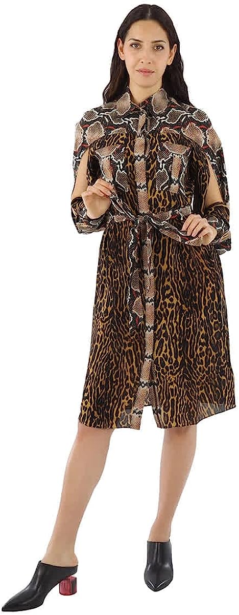 BURBERRY Ladies Animal Print Shirt-Style Dress, Brand Size 4 (US Size 2) Dark Mustard