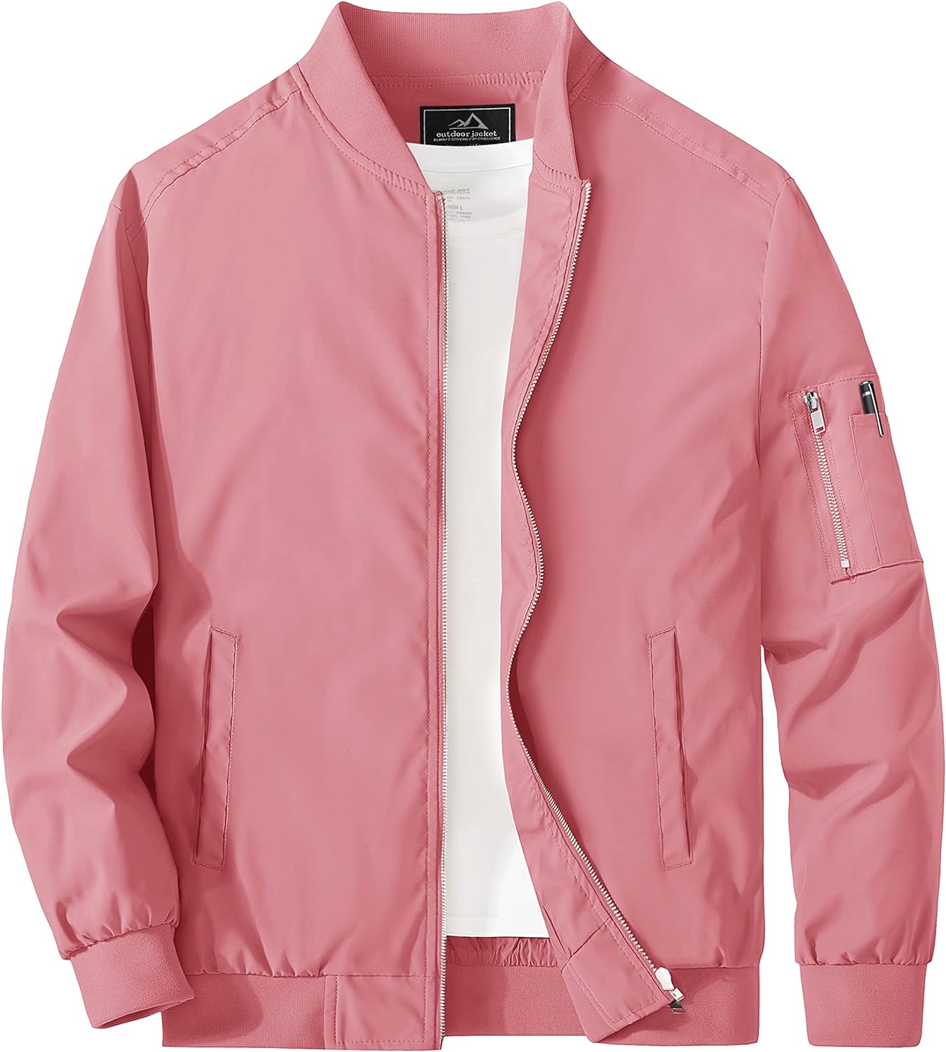 MAGCOMSEN Men's Jacket Lightweight Bomber Jacket Casual Windbreaker Jackets Windproof Zip Up Coats with 5 Pockets