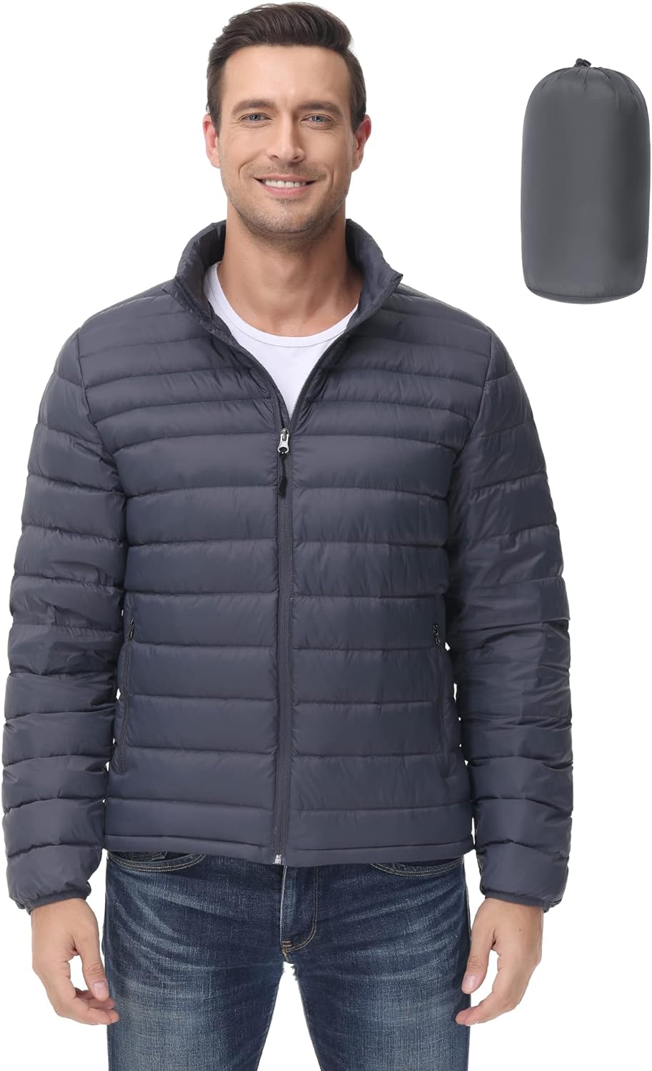 ROYAL MATRIX Men's Winter Down Puffer Jacket Packable Lightweight Hooded Down Jacket Warm Windproof Down Puffy Jacket