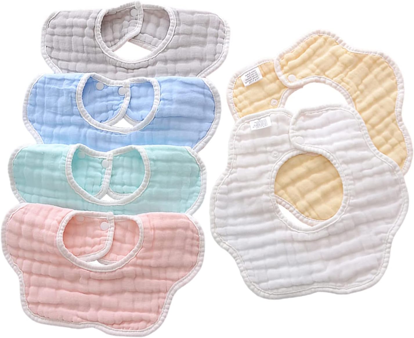 Mccotwe Muslin Baby Bibs Drool Teething Bibs Lap-shoulder Cloths Bibs 8-Layer Organic Cotton for Unisex Boys Girls Adjustable