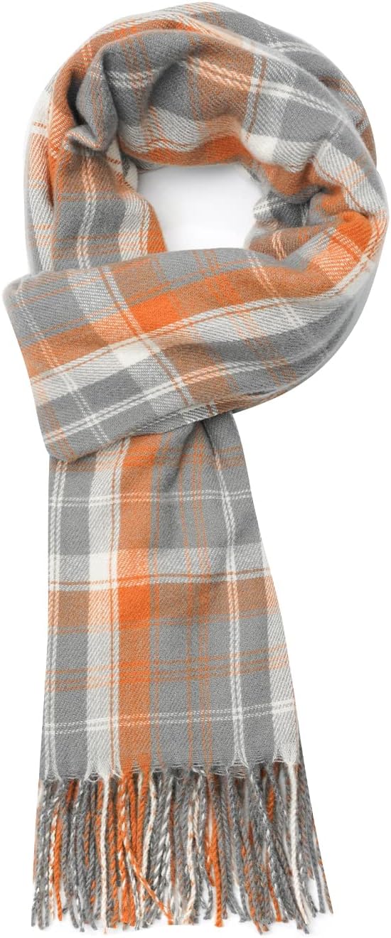 VANLINKER Soft Winter Warm Scarfs Women Cashmere Feel Large Scarf Classic Camel Plaid Fashion Poncho Long Shawls Grid Wraps