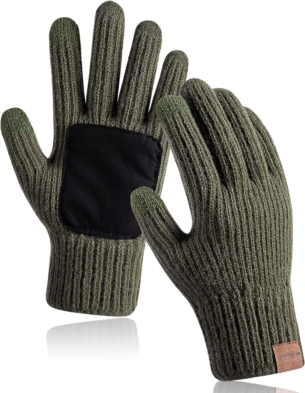 HOLDINA Winter Gloves Men Touchscreen Texting,Gloves for Men Knit Warm Anti-Slip,Gloves for Women Fleece Lined