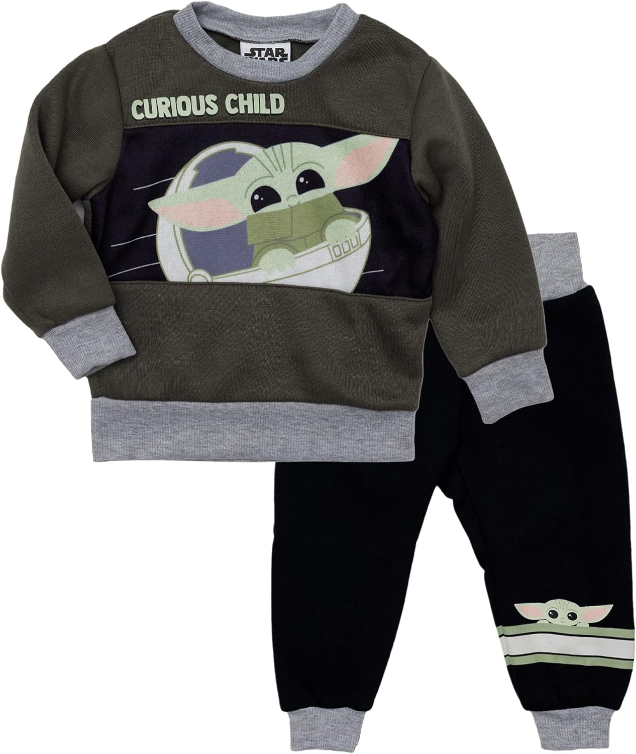 STAR WARS Baby Boys Baby Yoda Crew Neck Long Sleeve Fleece Sweatshirt and Jogging Pants 2 Piece Set