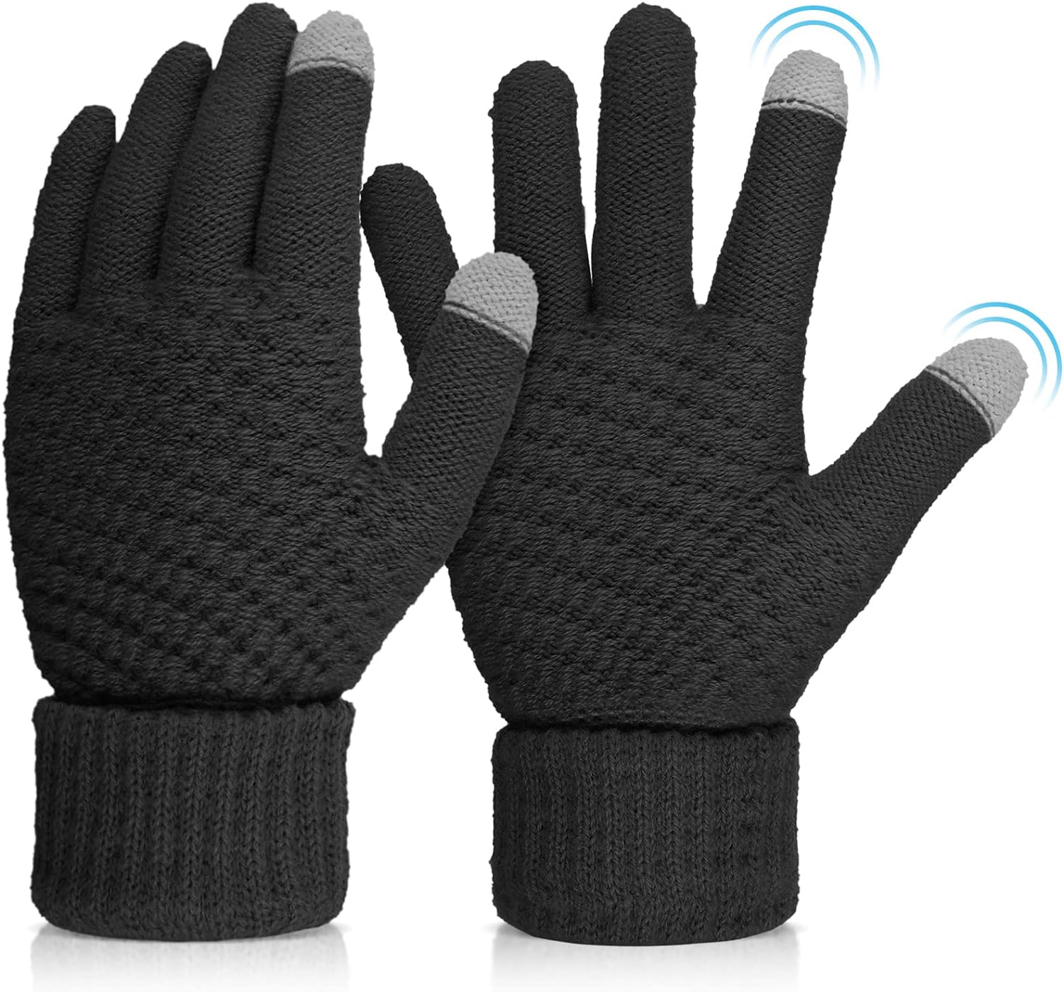 Abeillo Women's Winter Warm Touchscreen Gloves, Thermal Knit Soft Fleece Lined Glove Winter Texting Gloves Elastic Cuff Glove