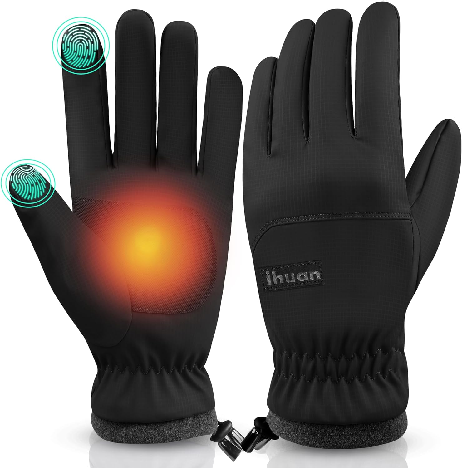 ihuan Winter Gloves Waterproof Windproof Mens Women - Warm Gloves Cold Weather, Touch Screen Fingers, Driving Biking Running