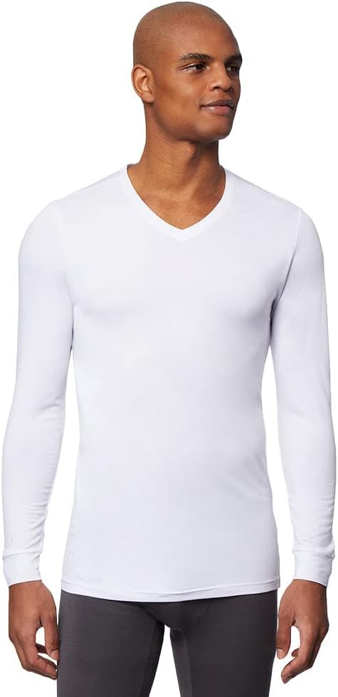 32 Degrees Men's Lightweight Baselayer V-Neck Top | Long Sleeve | Form Fitting | 4-Way Stretch | Thermal