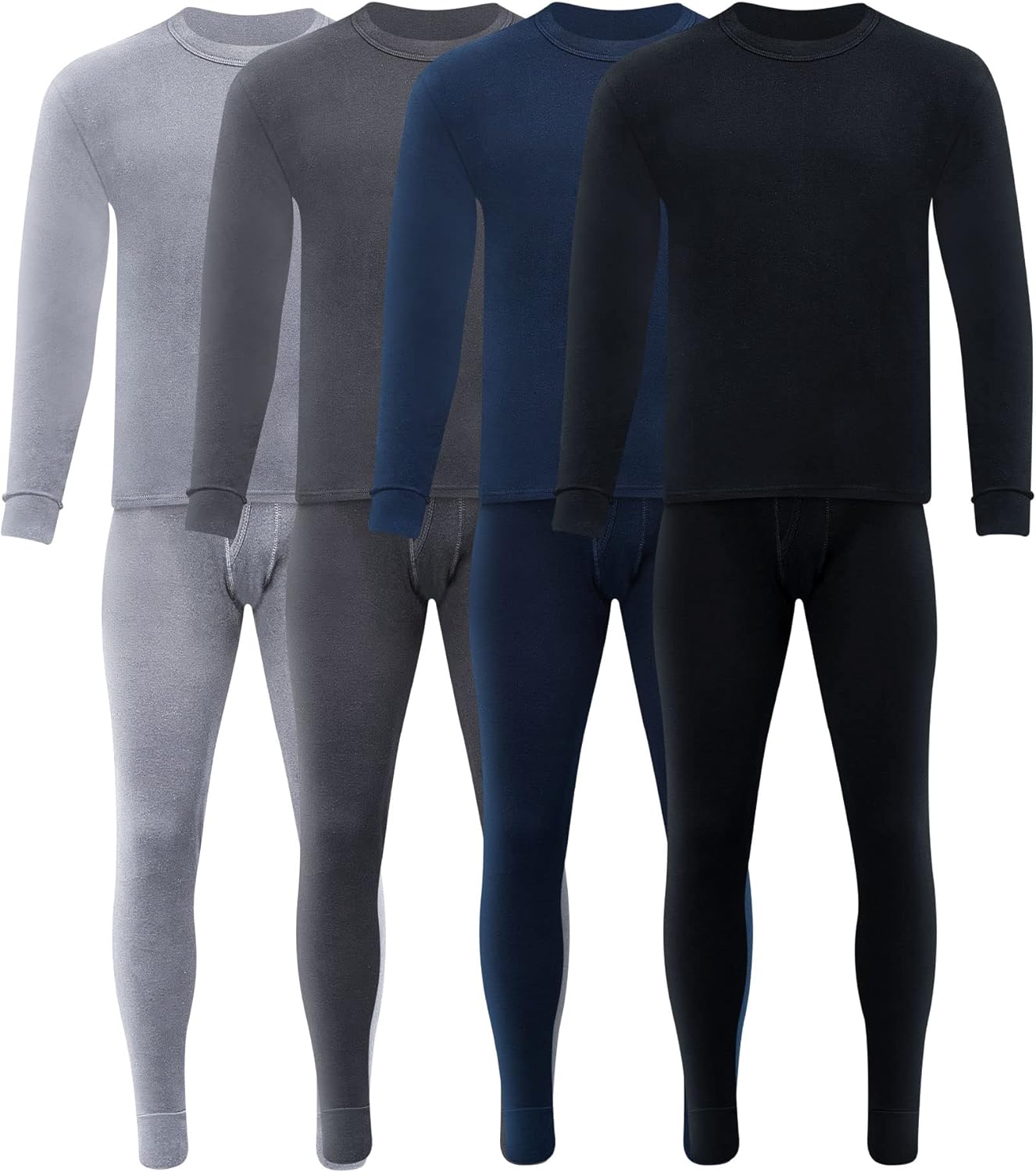 4 Set Thermal Underwear for Men Soft Long Johns Cotton Warm Men's Thermal Underwear Bottoms and Tops for Cold Winter Weather