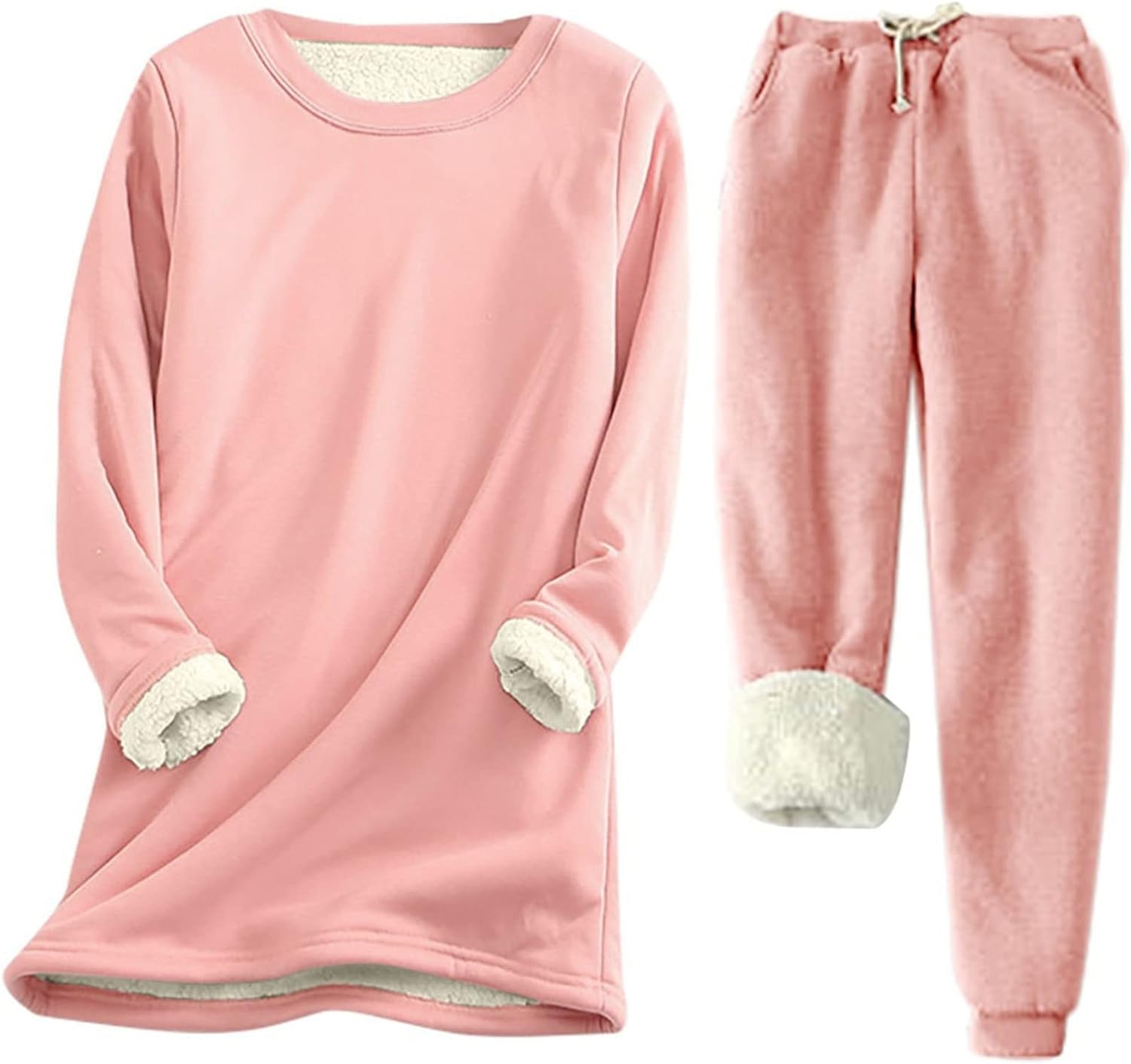 TUNUSKAT Thermal Underwear for Women, Fleece Lined Base Layer Warm Shirts Long Johns Bottom Lounge Pajama Set Cold Weather