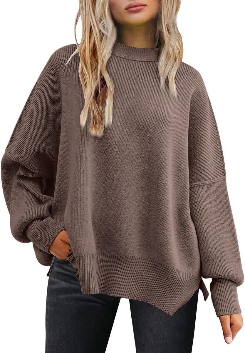 EFAN Women's Oversized Sweaters  Fall Crewneck Batwing Sleeve Pullover Sweaters