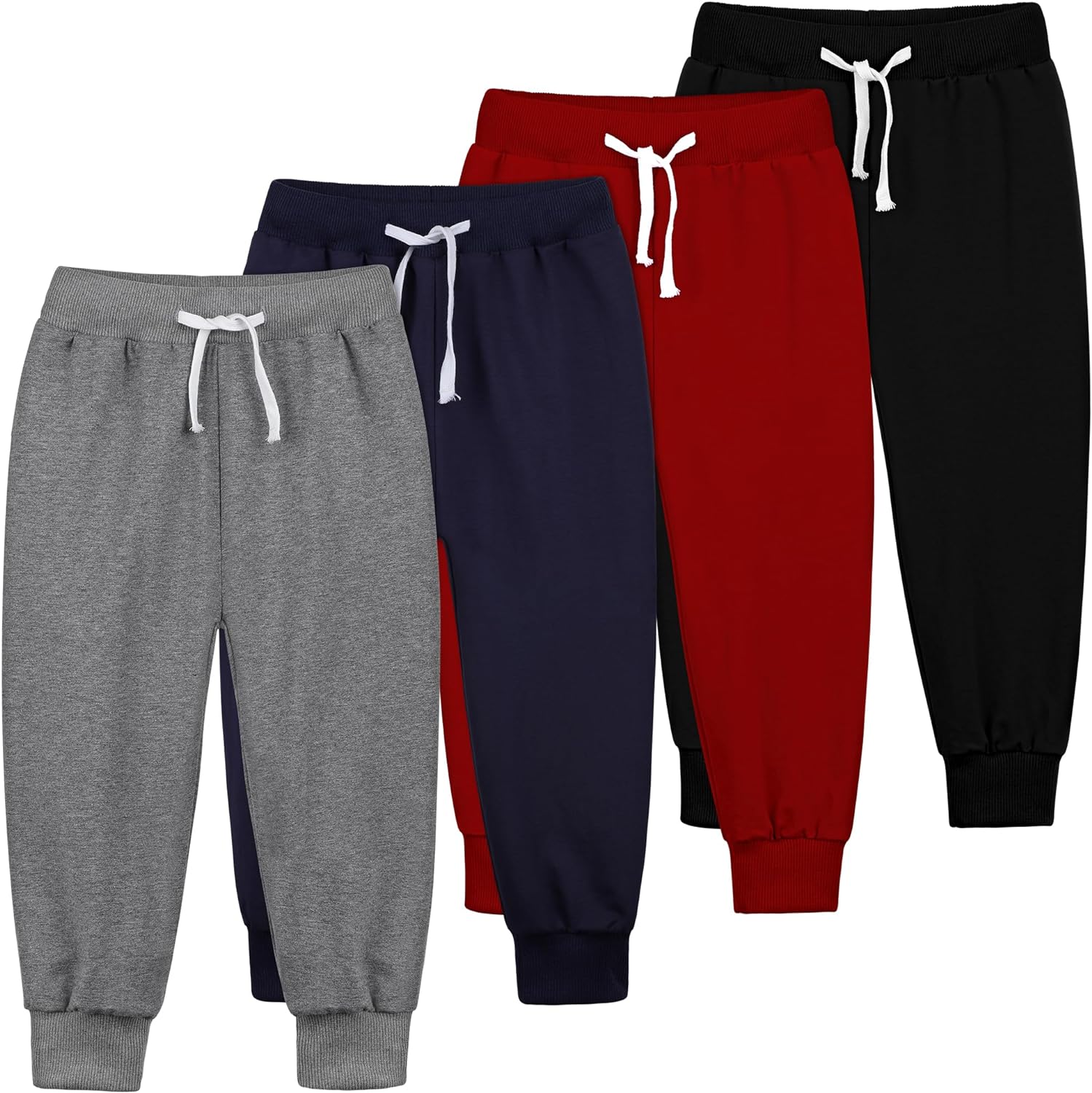Resinta 4 Pack Toddler Boys Pull-On Pants Baby Boy Joggers Kids Sport Joggers Casual Active Sweatpants with Drawstring