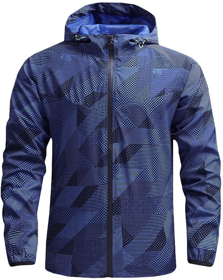 LONGBIDA Men's Lightweight Windbreaker Jacket Slim Fit Windproof Coats with Hooded