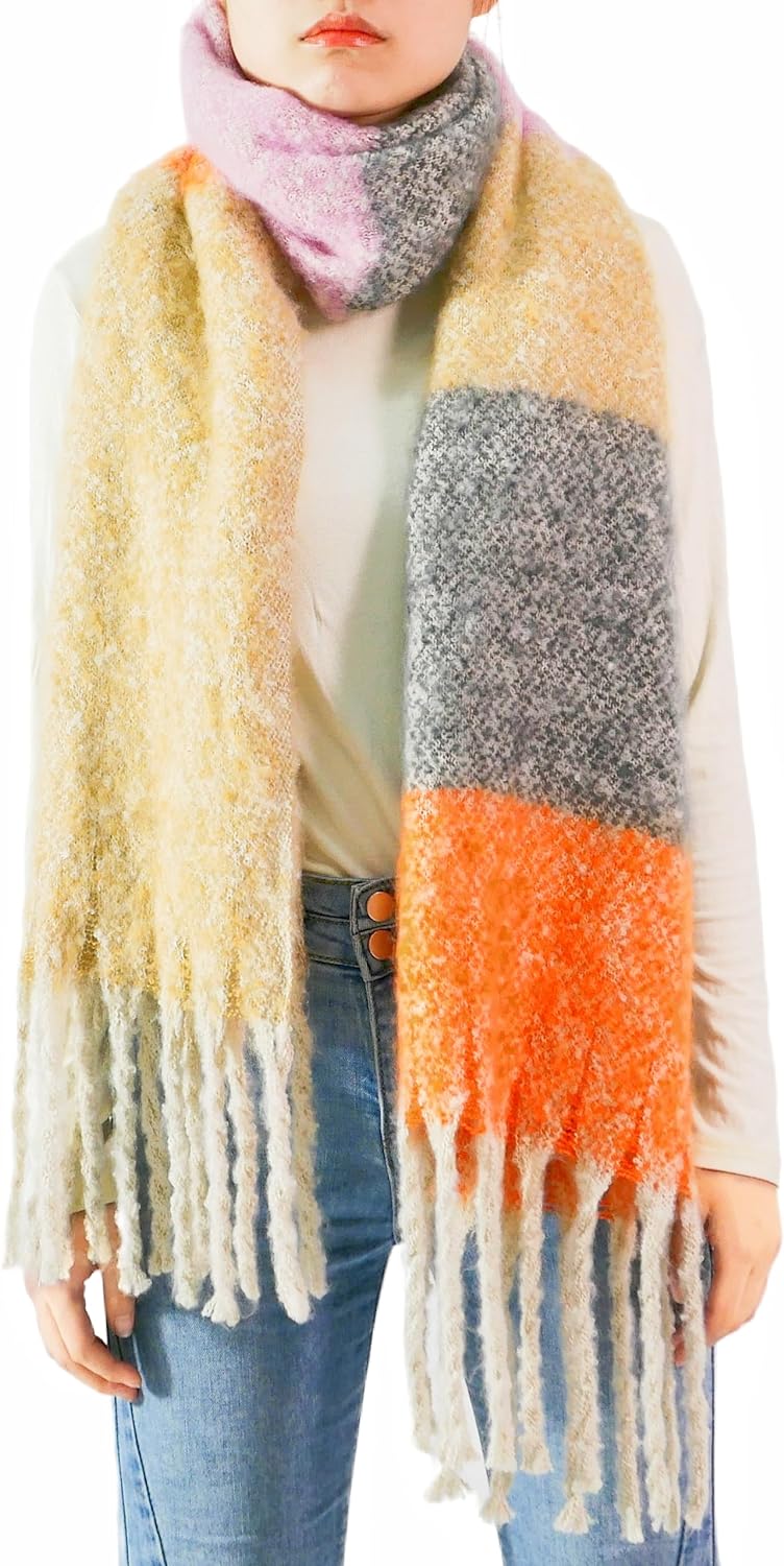 Wander Agio Winter Warm Scarf for Women Long Shawl Large Scarves Cold Weather Thick Blanket Scarfs Color Matching