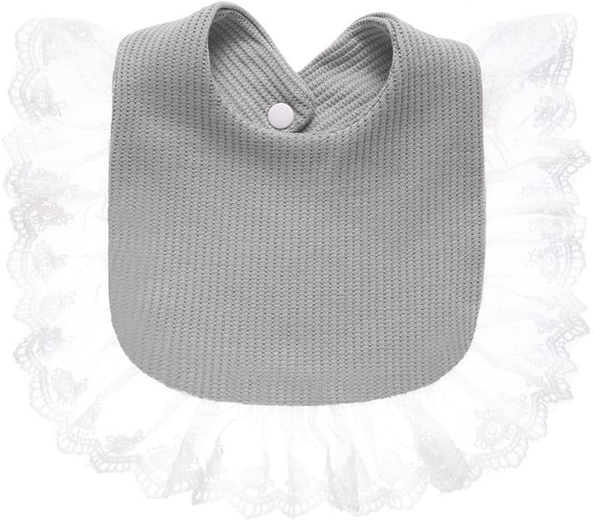 Surakey Baby Muslin Bandana Drool Lace Bibs Adjustable Bibs, Teething and Drooling Bibs Saliva Towel Clean Bibs for Newborn - Gray