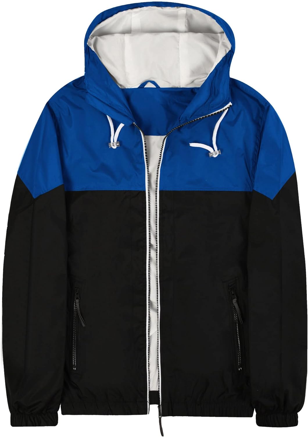 MADHERO Mens Windbreaker Jackets Colorblock Hooded Water-Resistant Lightweight WInd Breaker