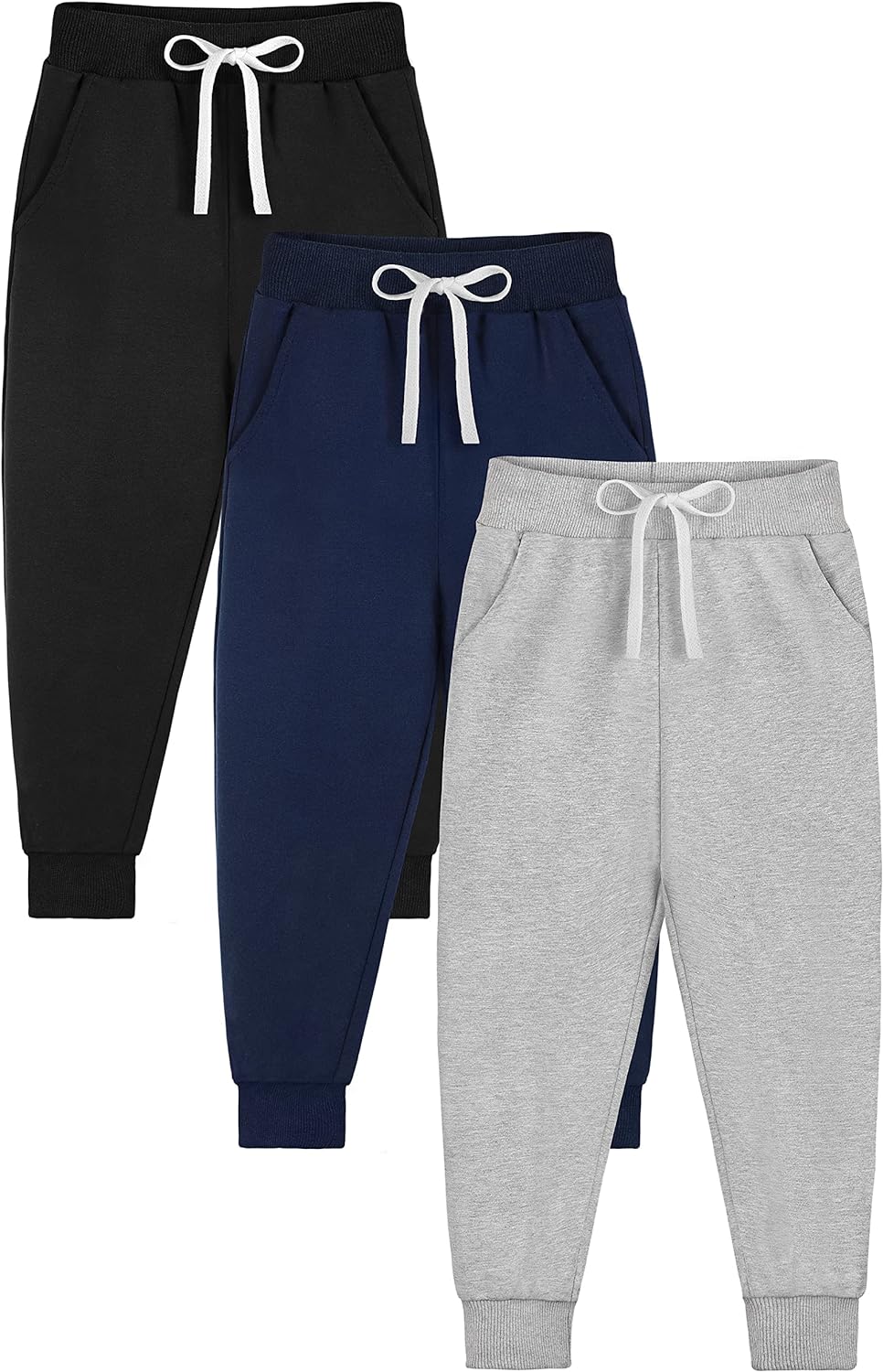 Resinta 3 Pack Toddlers and Baby Boys Pull-On Pants Kids Sport Jogger Casual Active Playwear Sweats Pants with Pocket