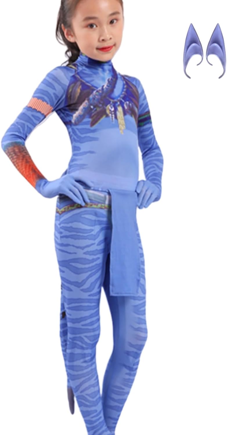 LG LOUIS GARDEN Avatar Costume for Kids, Anime Costume Halloween Cosplay Jumpsuit Tights Bodysuit Stage Costumes for Children