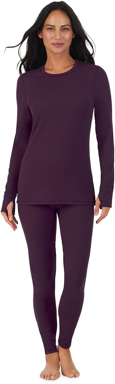Cuddl Duds Thermal Underwear Long Johns for Women Fleece Lined Cold Weather Base Layer Top and Leggings Bottom Winter Set