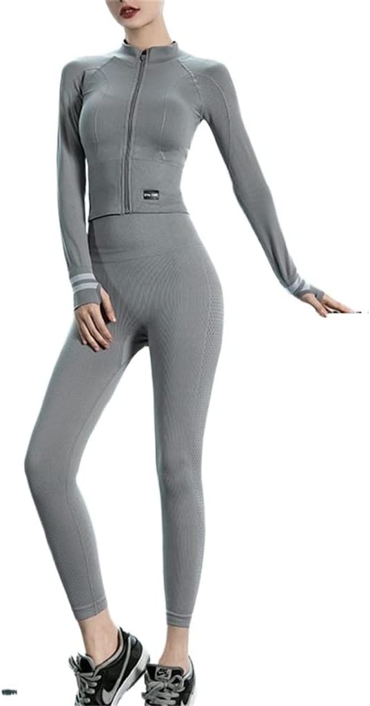 FZZDP Yoga Clothing Quick-Drying Clothes Professional Gym Outdoor Running Sports Suit Female Autumn (Color : D, Size : Large)