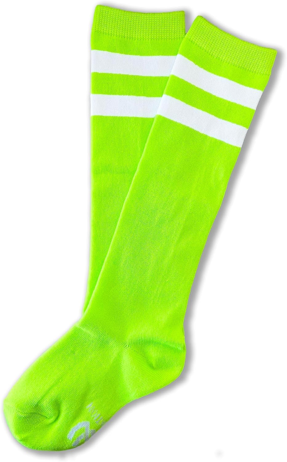 Unisex Child Kid Size Neon Bright Colored Knee High Sport Team Socks With Various Colored Stripes
