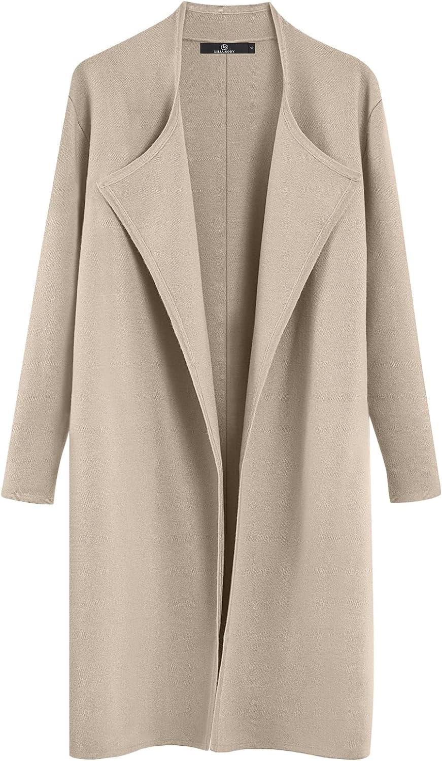 LILLUSORY Women's Long Wool Cardigan Sweaters Oversized Fall Dressy Coatigan Light Casual Jackets Knit Winter Coats