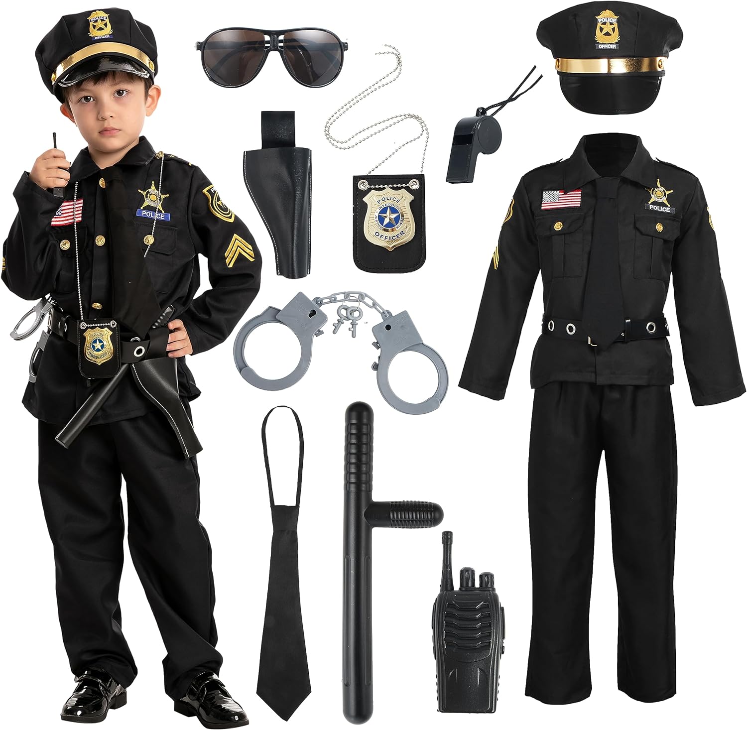 Spooktacular Creations Police Costume for Kids, Cop Costume Outfit Set for Halloween Role-playing, Themed Parties