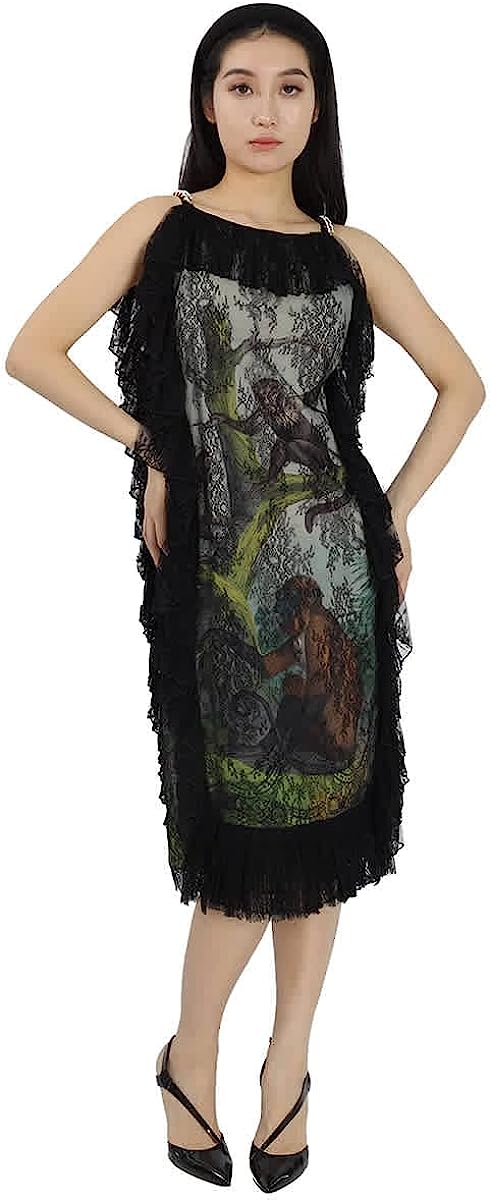 BURBERRY Ladies Light Opal Green Chantilly Lace and Monkey Print Shift Dress, Brand Size 6 (US Size 4)