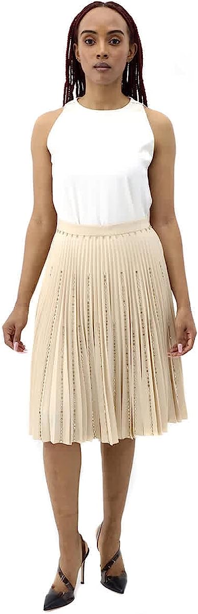 BURBERRY Plisse Soleil Crystal Detail Stretch Cady Skirt, Brand Size 4 (US Size 2)