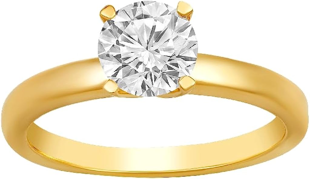 ARAIYA FINE JEWELRY 14K Yellow Gold Lab Grown Diamond Solitaire Engagement Ring (1-2 cttw, E-F Color, VS1 Clarity)