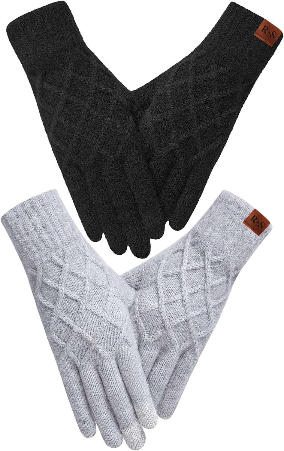 REACH STAR 2 Pairs Winter gloves for women Touch screen Elastic Thermal knit Lining Warm Gloves for Cold weather
