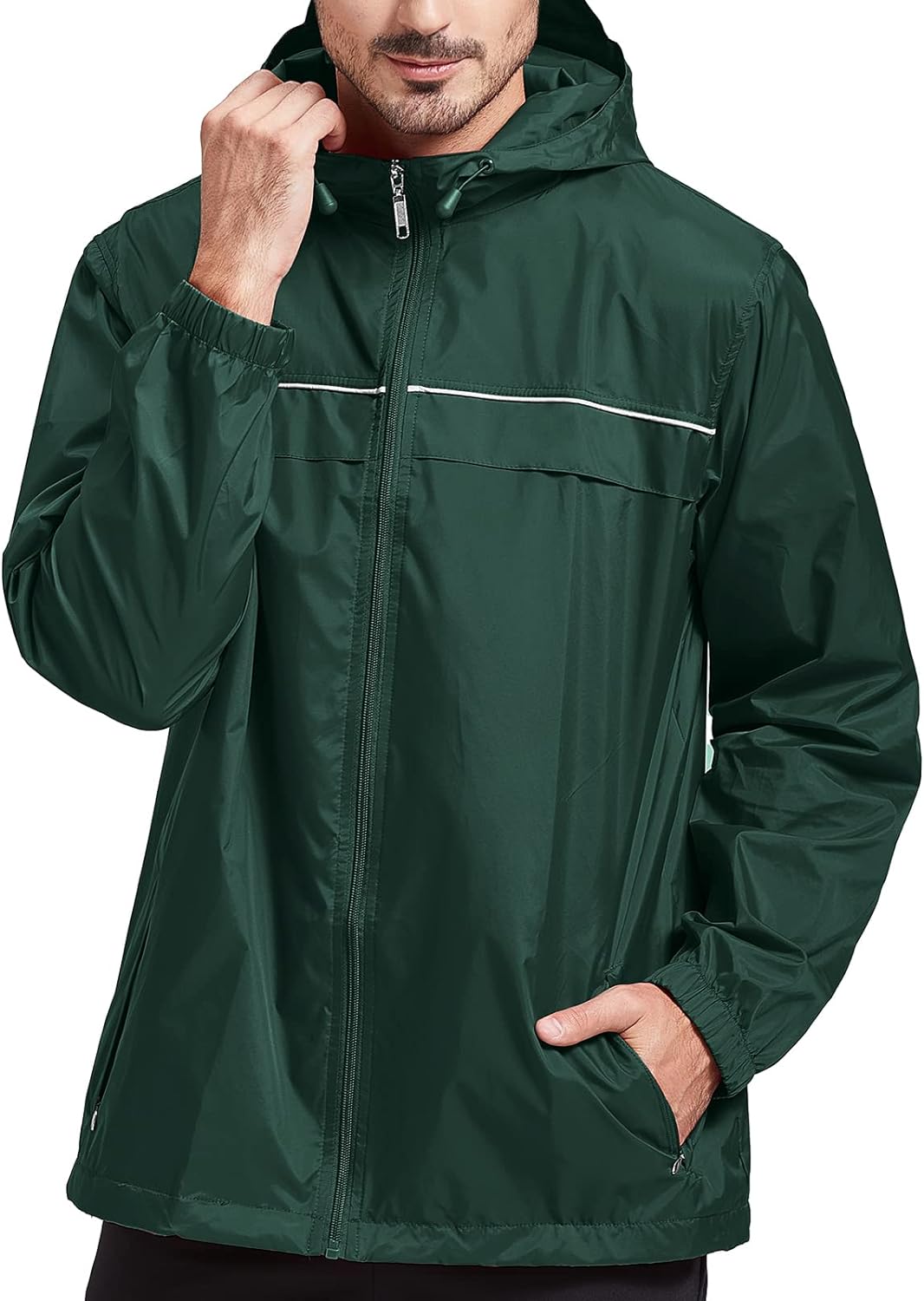 SWISSWELL Waterproof Rain Jacket Men, Lightweight Running Windbreaker Outdoor Golf Fashion Coat