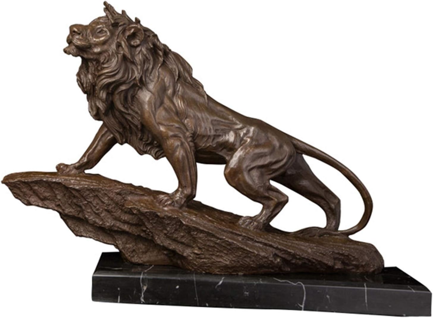 LIUJUN Antique Bronze Casting Animal Statue Sculpture Wild Animal Roaring Lion Figurines for Indoor Decoration