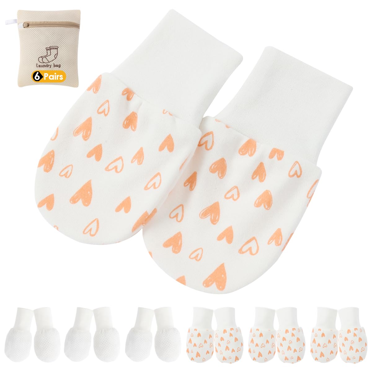 Newborn Baby Girl Mittens Anti Scratch Baby Mittens No Scratch Mittens Baby Gloves for 0-6 Months Baby Girls (6 Pairs)