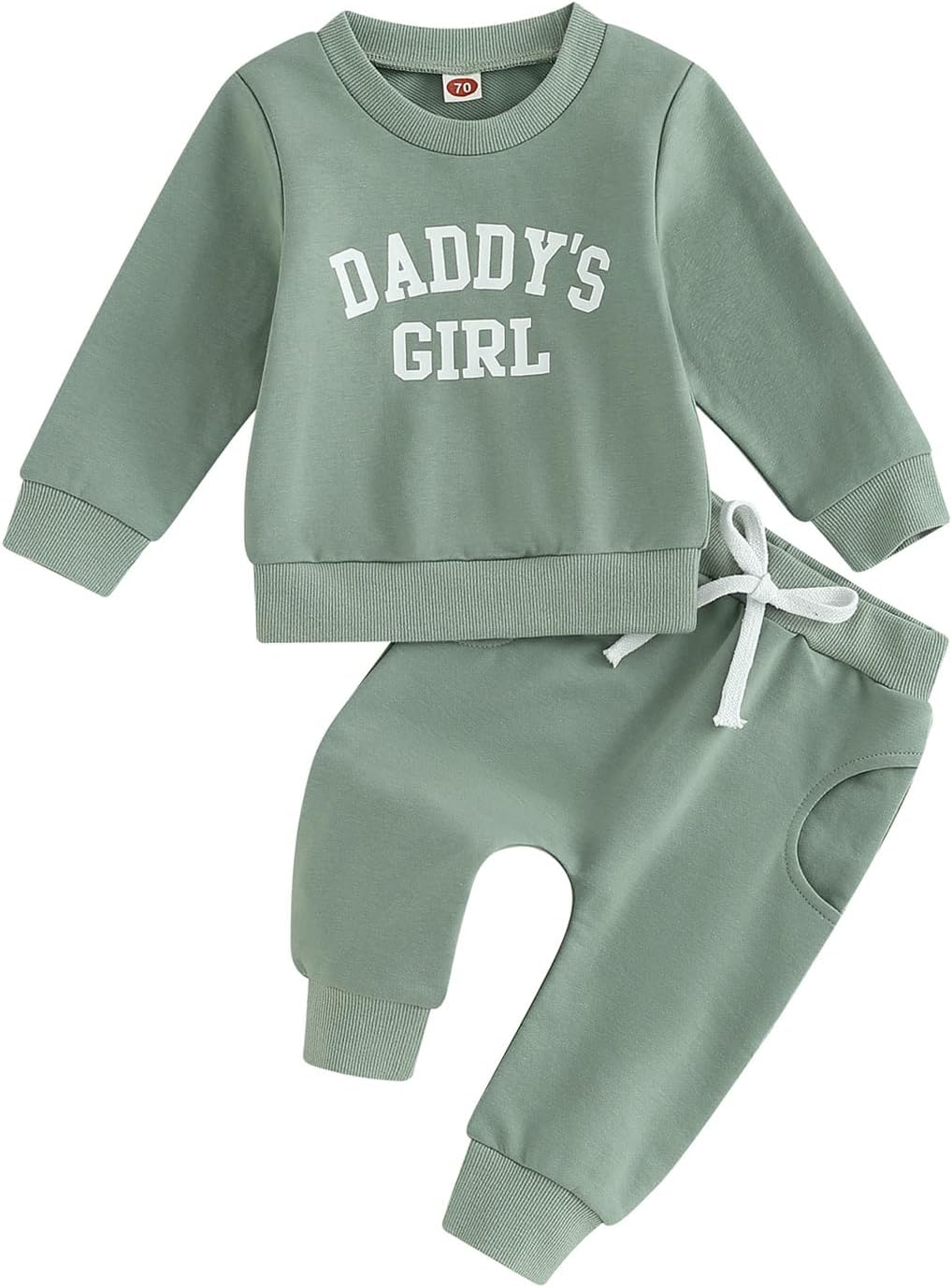 Sduydiosy Toddler Baby Girls Fall Outfits Long Sleeve Crew Neck Letters Print Sweatshirt Top with Pants Cute Newborn Clolthes