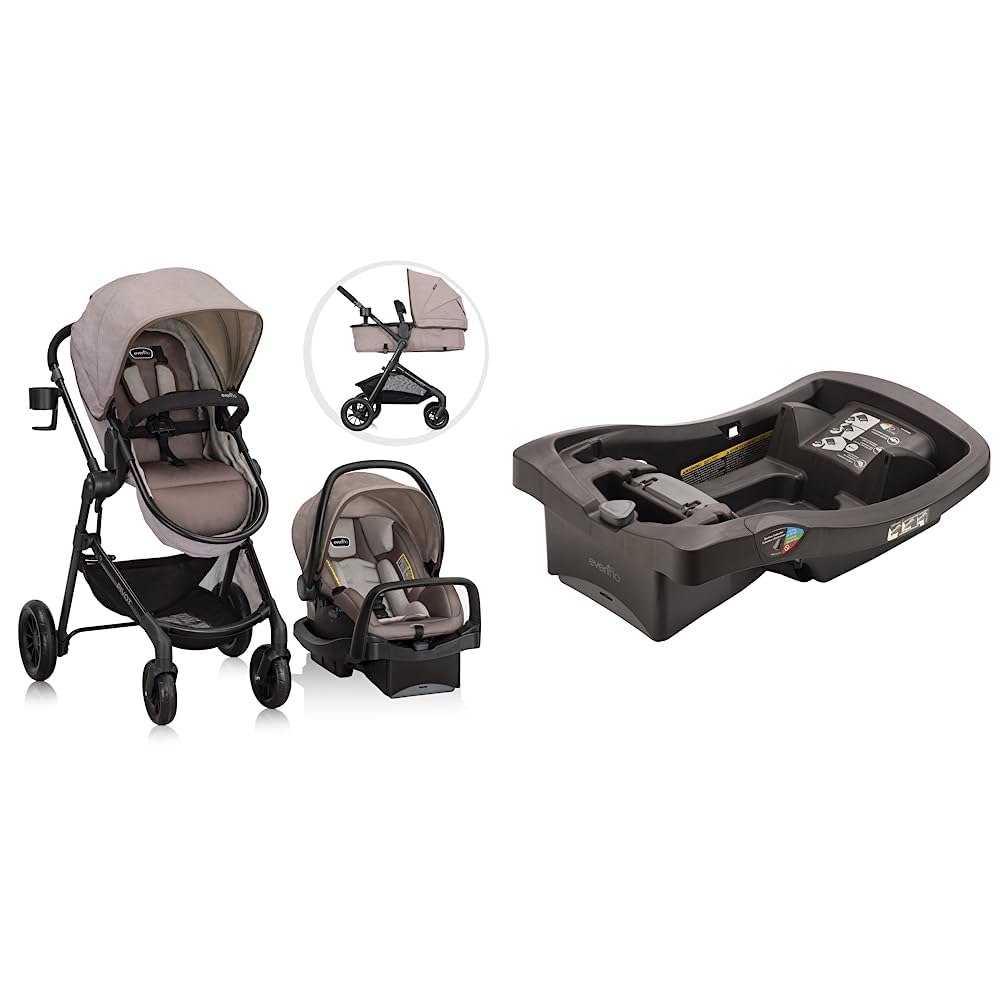 Evenflo Pivot Modular Travel System with LiteMax Infant Car Seat and Base - Lightweight Stroller System for Infant Safety with Anti-Rebound Protection