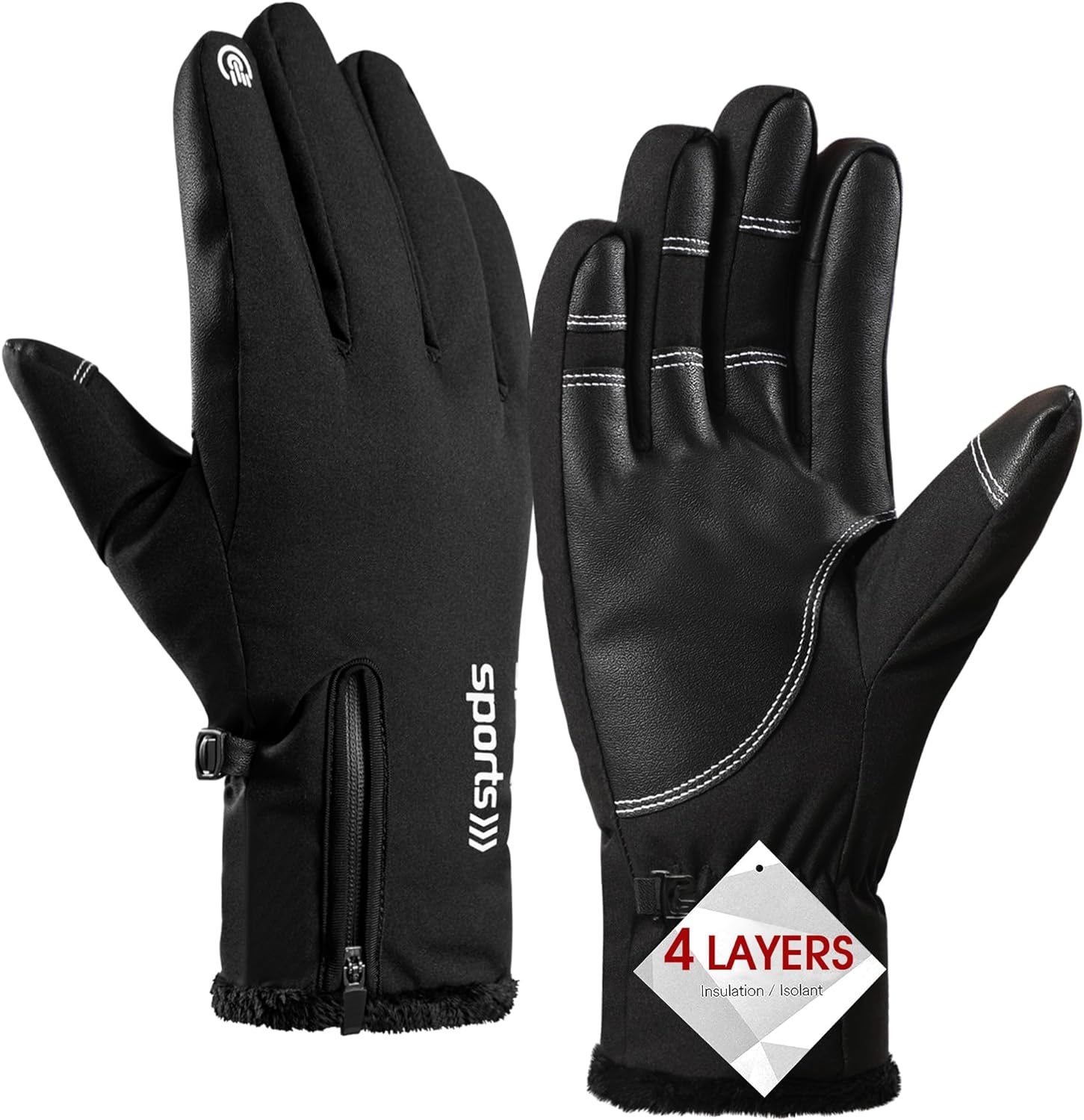 Pleneal Winter Waterproof Gloves for Men Women - Snow Ski Gloves with 10 Touchscreen Fingers & Comfortable Multiple-Layer Lining, Cycling Gloves