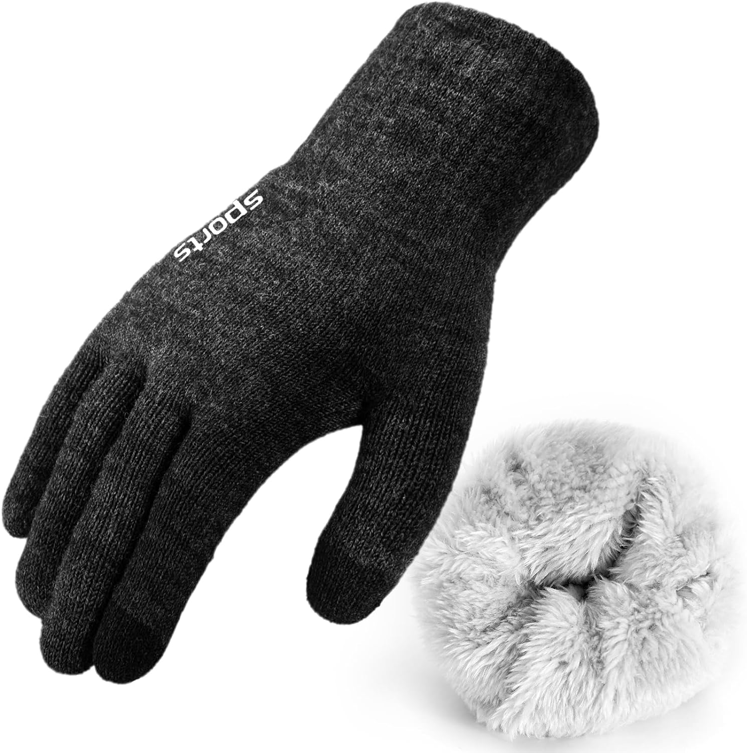 Premillow Winter Gloves - Gloves for Men Women, Wool Fleece Liner Gloves with Touchscreen, Warm Knit Gloves for Cold Weather