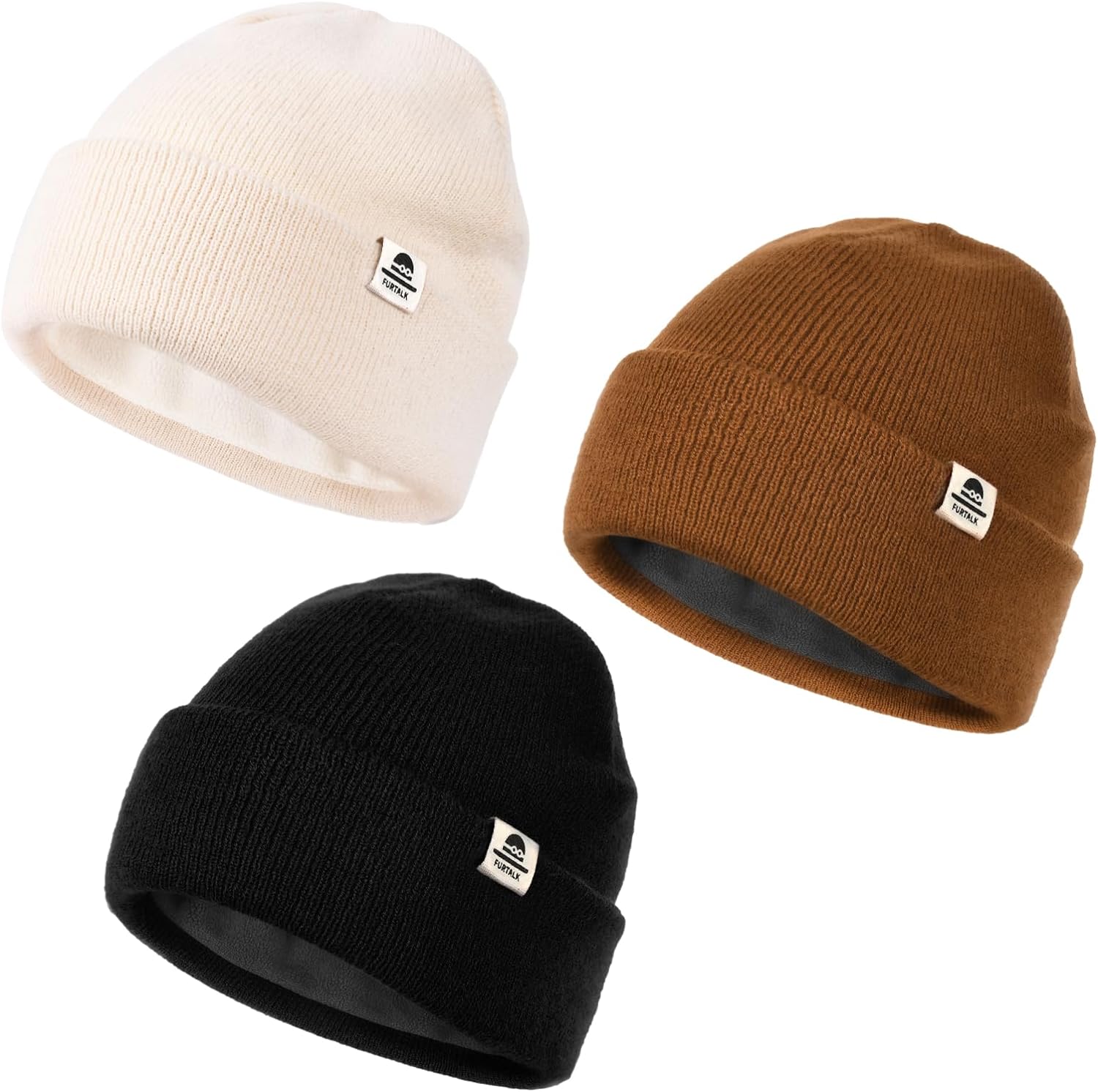 FURTALK Baby Beanie Fleece Lined Toddler Winter Hat Boys Girls Knit Warm Beanies Kids Ski Hats for 0-8 Years