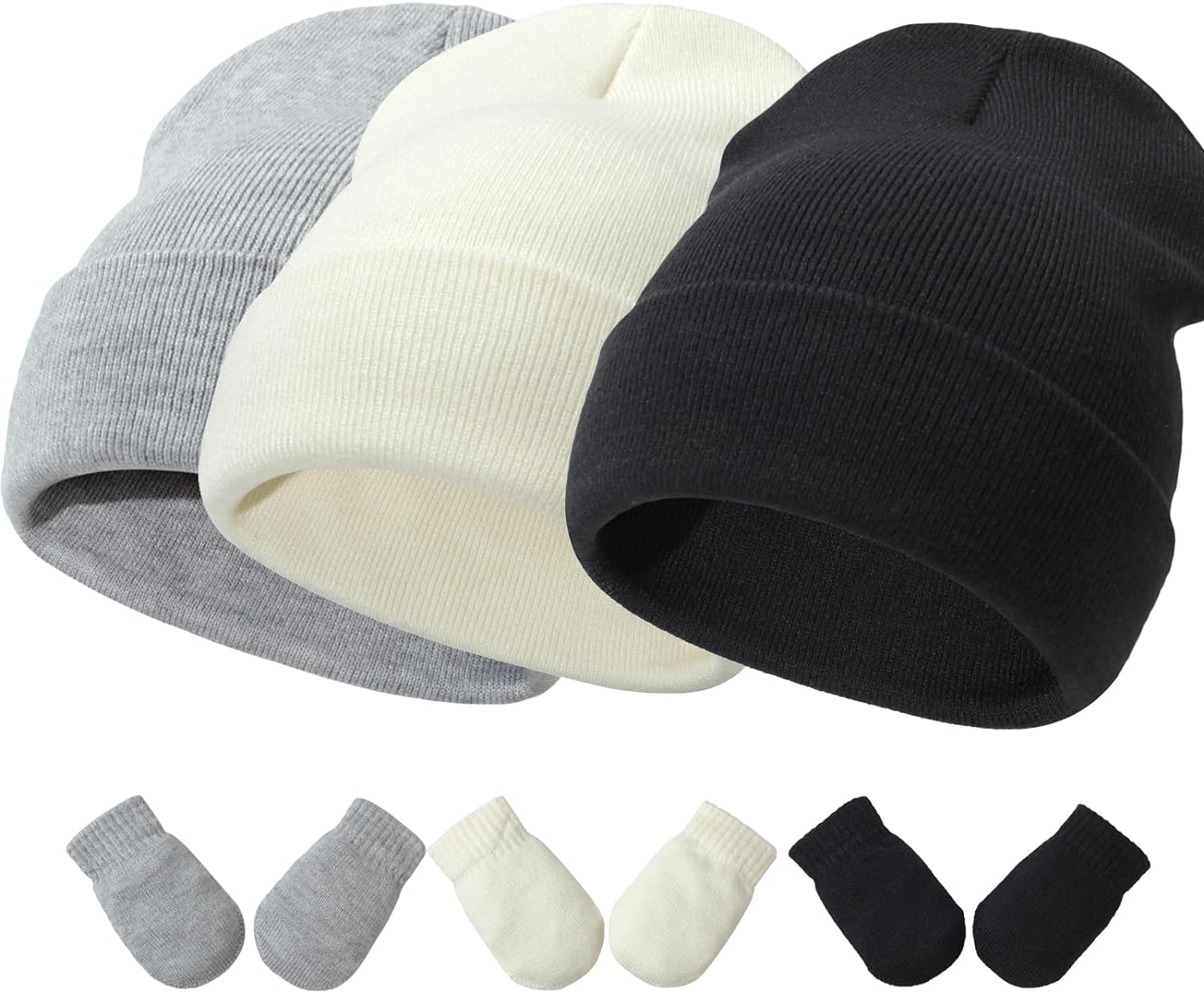 Baby Hats and Mittens Set Infant Toddler Beanie Caps Hospital Hat Set Newborn Gloves for Baby Boys Girls