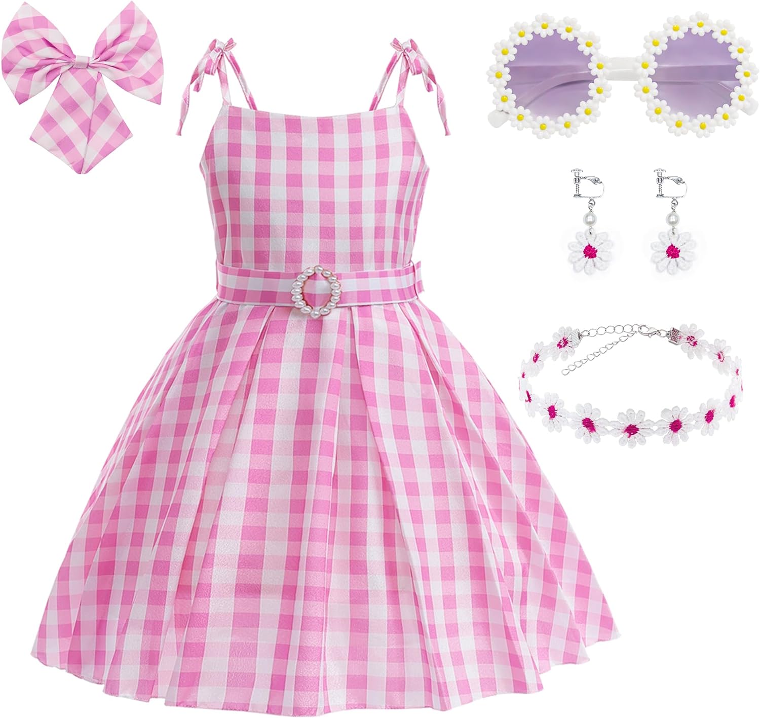 GRIVOS Girls Cowgirl Costume Movie Heroine Cosplay Pink cowgirl outfit Kids Western Dress up Birthday Party Stage 4-12Y