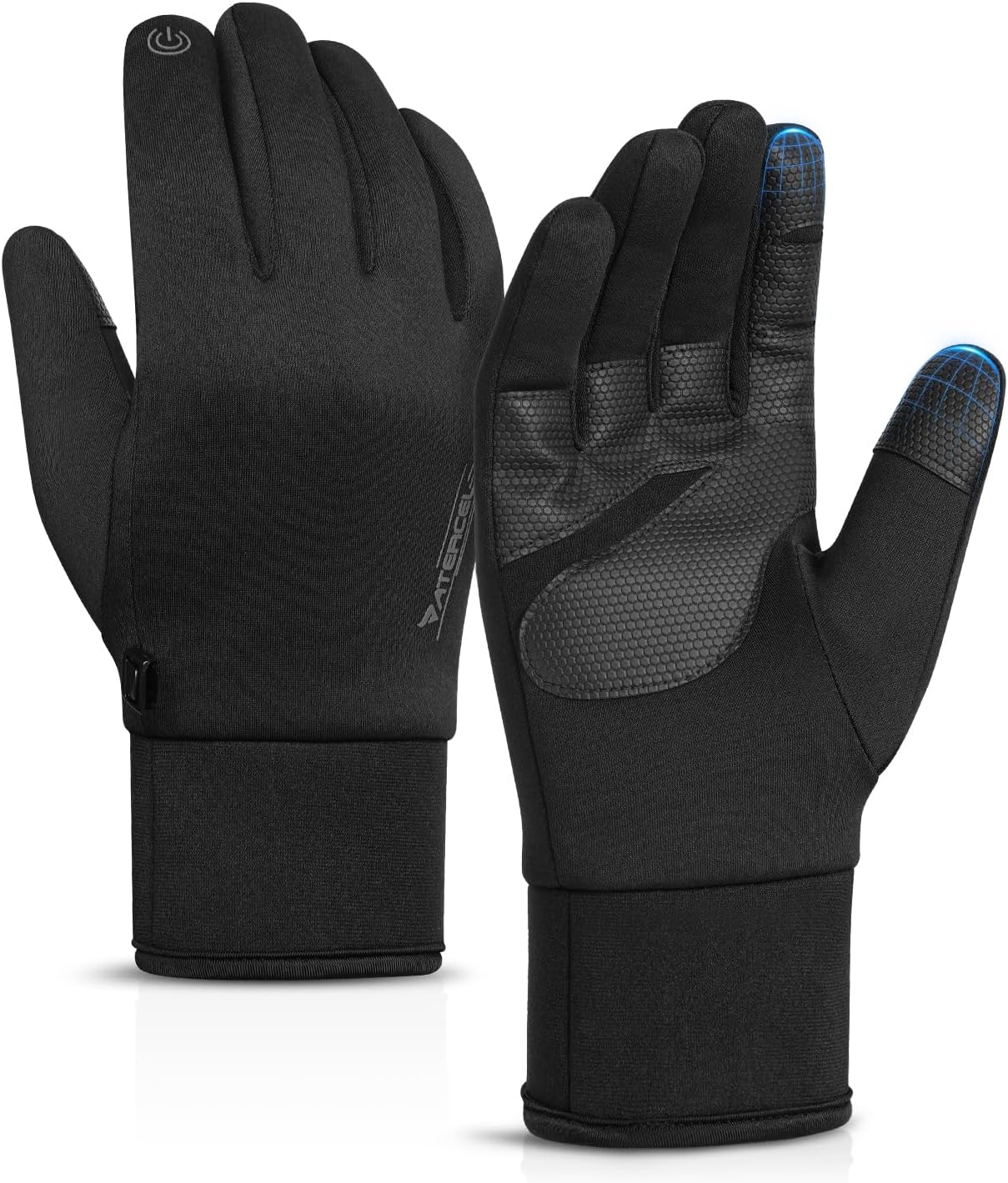 ATERCEL Winter Gloves Men Women, Waterproof Cold Weather Gloves for Women Men, Touchscreen Gloves for Running, Driving, Cycling, Skiing, Skating, and Snow, Warm Fleece Gloves