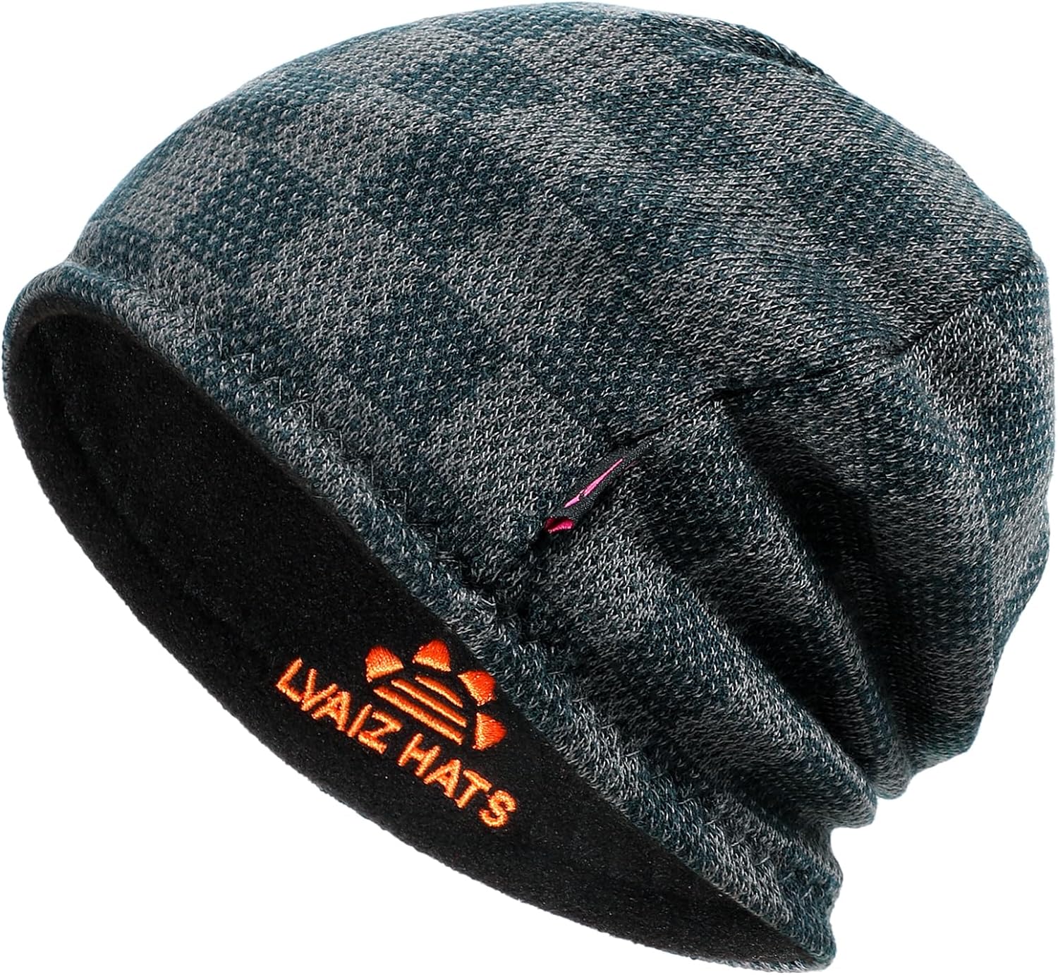 Winter Beanie Hat for Men Women Fleece Lined Thick Warm Plaid Knitted Skull Beanie Reversible Outdoor Windproof Ski Watch Cap