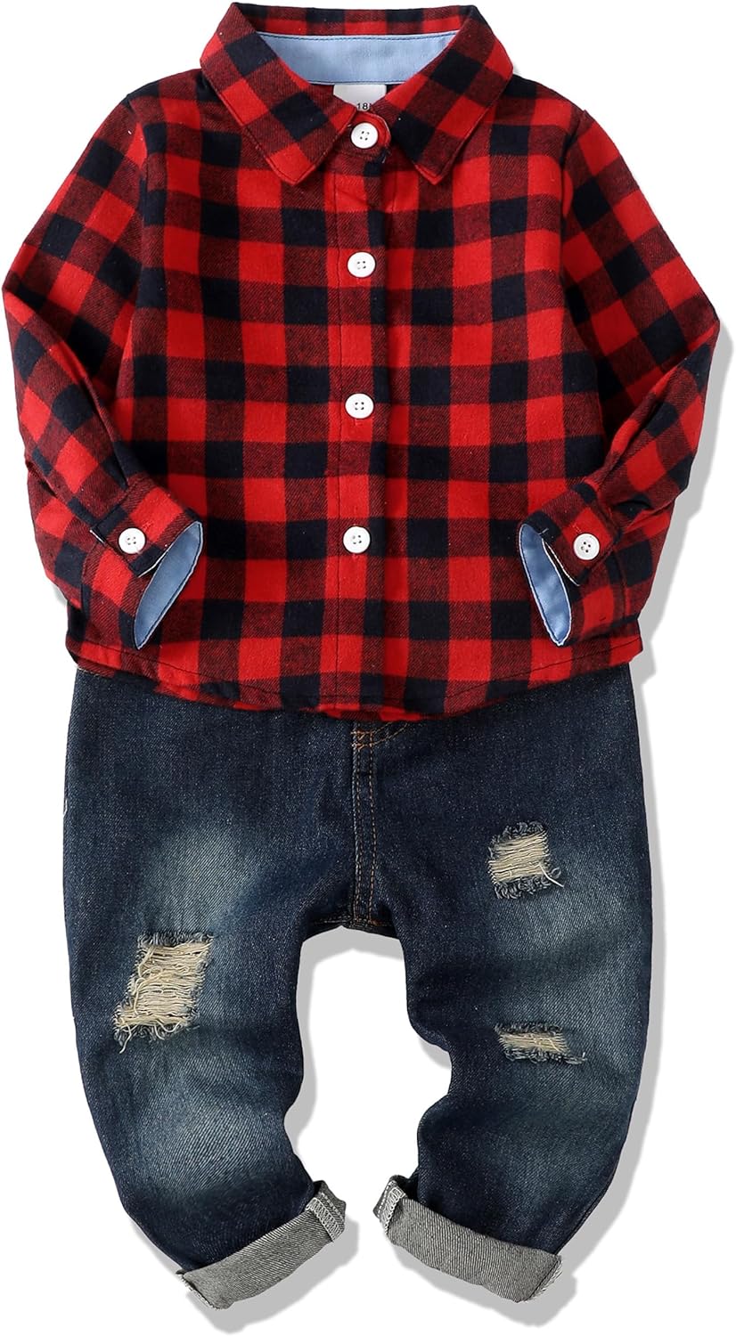 XUANHAO Baby Boy Clothes Infant Toddler Boy Outfits 12 18 24 Months 2T 3T 4T Denim Jeans Boys Fall Winter Clothing Pants Set
