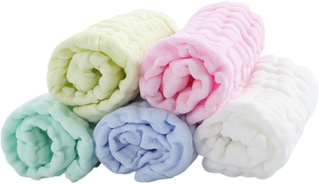 Beatifufu 5pcs Baby Towel Infant Washcloth Baby Saliva Towel Infant Face Towels Babywipes Baby Bath Towels Kids Bath Towels Baby Facial Towels Newborn Facial Towels Cotton Baby Facial Towels